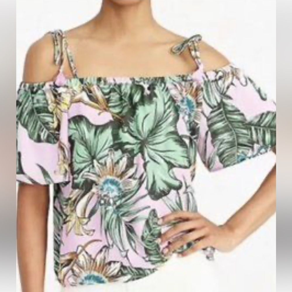 J Crew Factory Printed tie off-shoulder top, size 4